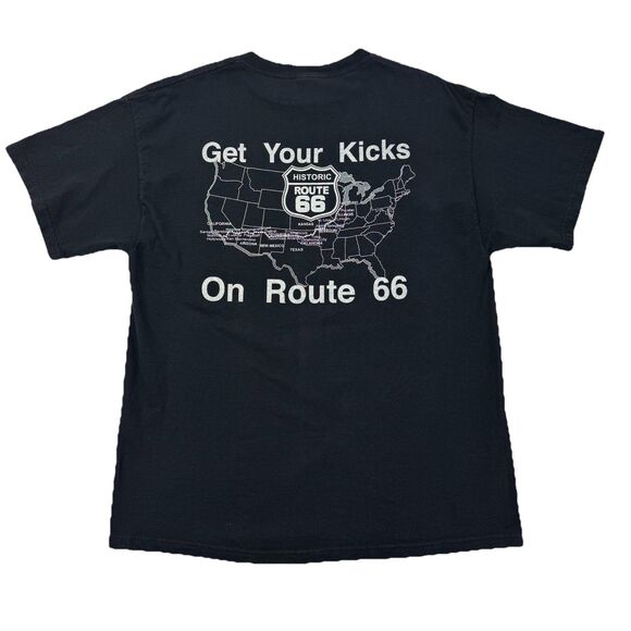 Route 66 Get Your Kicks T-Shirt Men’s Large Black USA Map Graphic Tee - Picture 1 of 7